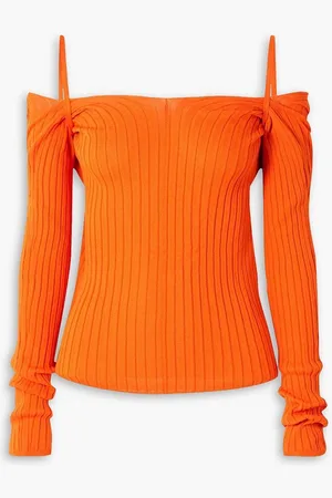 Ioannes Billowy cold-shoulder twist-back ribbed-knit top