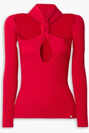 The Attico Cutout knotted ribbed-knit sweater