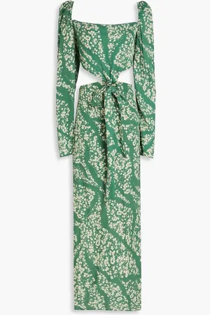 Agua by Agua Bendita Cuarzo cutout floral-print twill maxi dress
