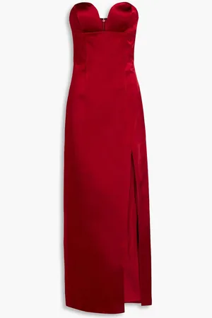 Sara Battaglia Strapless satin maxi dress - Red
