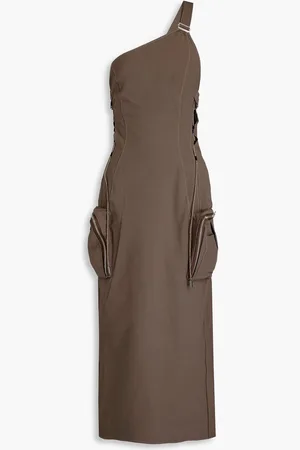 Jacquemus La Marrone one-shoulder cutout twill midi dress - Neutral