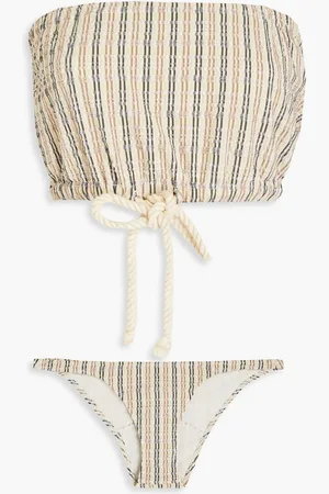 Lisa Marie Fernandez Victor striped stretch-seersucker bandeau bikini - Neutral