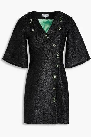 Ganni Metallic woven mini dress