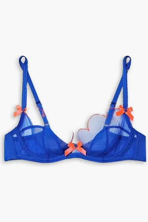 Agent Provocateur Lorna bow-embellished tulle underwired bra - Blue
