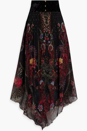 Camilla Embellished printed silk-crepon maxi skirt