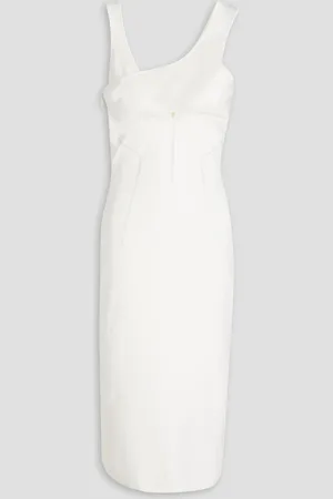 Hervé Léger Tulle-trimmed stretch-knit midi dress