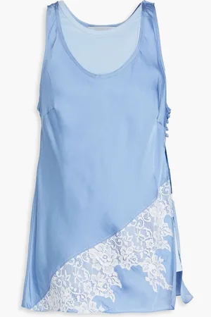 3.1 Phillip Lim Lace-trimmed layered cotton-jersey and satin tank - Blue