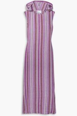 Lisa Marie Fernandez Column hooded striped linen-blend gauze maxi dress