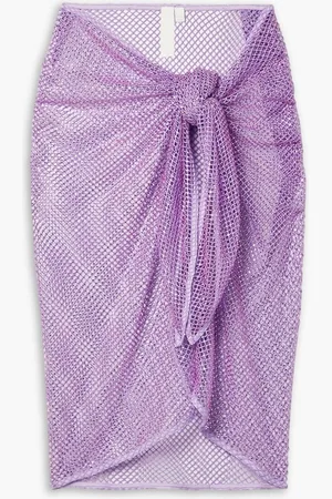 Simkhai Doris crystal-embellished open-knit pareo - Purple