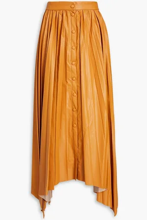 Isabel Marant Davis asymmetric pleated faux leather maxi skirt - Brown