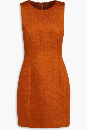 TOVE Ribbed satin mini dress - Brown