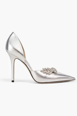 Jimmy Choo Crystal--embellished metallic leather pumps - Metallic