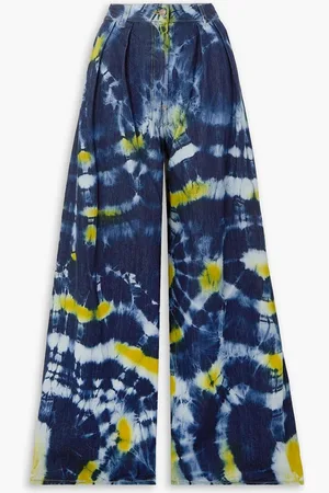 Alanui Moonrise tie-dyed high-rise wide-leg jeans - Blue
