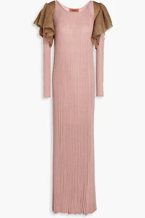Missoni Two-tone crochet-knit cupro maxi dress - Pink