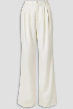 NILI LOTAN Flavie pleated wool-twill wide-leg pants - White