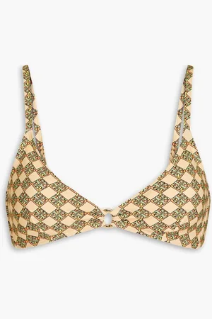 Tory Burch Printed triangle bikini top - Neutral