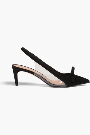 RED(V) Suede and PVC slingback pumps
