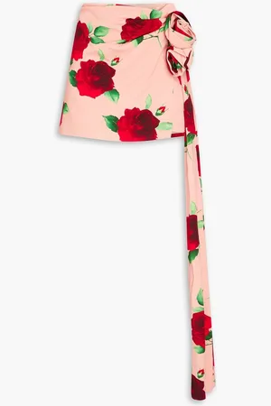 MAGDA BUTRYM Wrap-effect floral-print jersey mini skirt - Pink