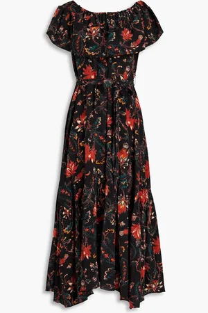 ULLA JOHNSON Skye belted floral-print silk crepe de chine midi dress