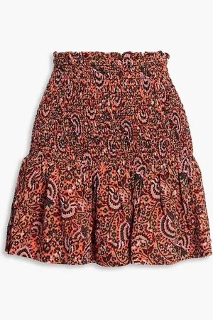 A.L.C. Kade shirred printed silk-crepe mini skirt - Red
