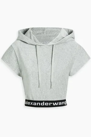 Alexander Wang Cropped stretch cotton-blend corduroy hoodie