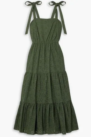 Jason Wu Tiered broderie anglaise cotton midi dress - Green