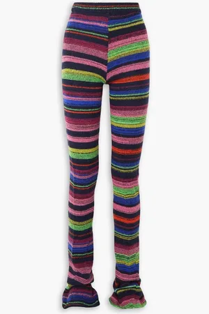 AGR Striped cotton-blend flared pants - Blue