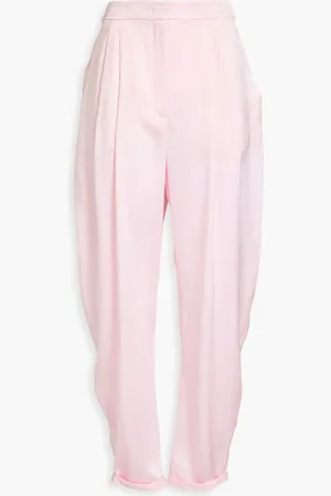 Emporio Armani Silk-satin tapered pants - Pink