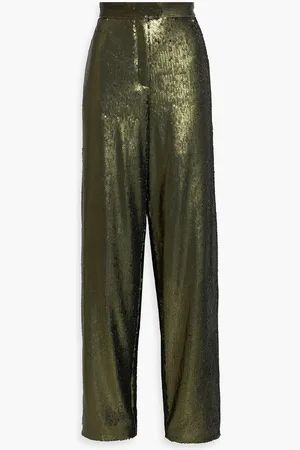 RONNY KOBO Claire sequined crepe wide-leg pants - Green
