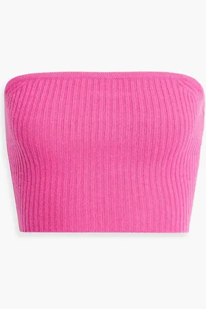 LAPOINTE Strapless cropped ribbed cashmere top