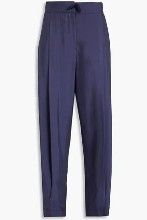 Emporio Armani Washed curpo and modal-blend tapered pants - Blue