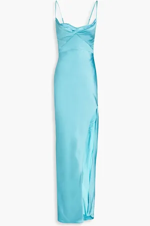 Nicholas Cowl draped satin maxi dress - Blue