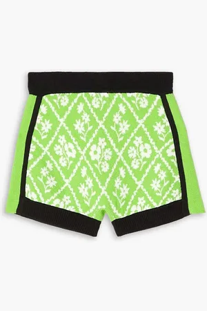 CORMIO Monica intarsia cotton-blend terry shorts - Green