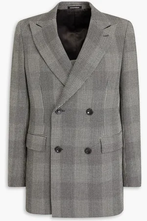 Emporio Armani Double-breasted Prince of Wales checked wool blazer
