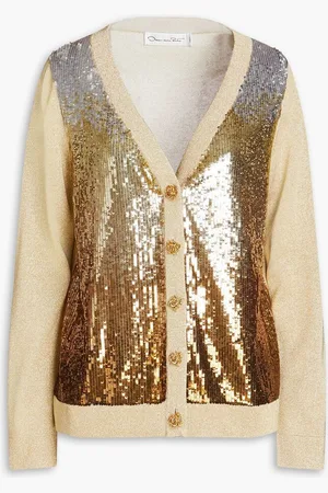 Oscar de la Renta Sequined knitted cardigan - Metallic