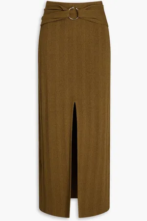 Nanushka Muyta ring embellished ribbed cotton-blend midi skirt