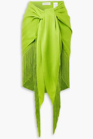 Michael Kors Asymmetric fringed satin skirt - Green