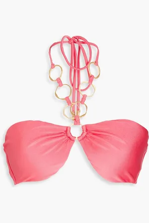 Cult Gaia Yanna cutout embellished halterneck bikini top - Pink