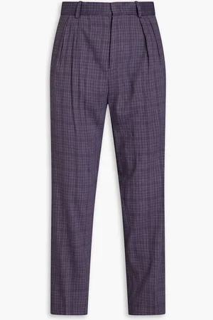 Isabel Marant Nicklas pleated checked linen-blend pants
