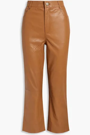 Walter Baker Selma cropped leather bootcut pants - Brown