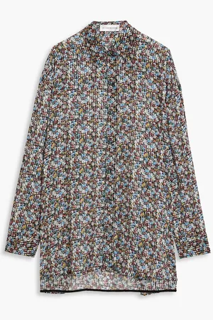 Victoria Beckham Metallic floral-print silk-blend chiffon blouse