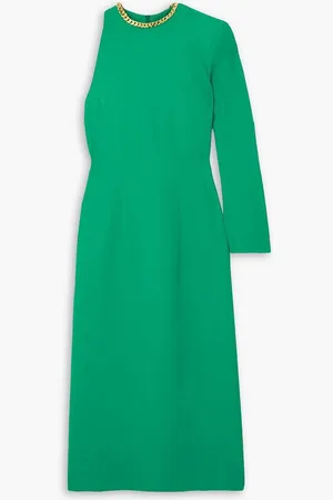 Rowen Rose One-sleeve chain-embellished crepe midi dress