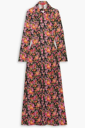 Commission Dean open-back floral-print stretch-crepe maxi shirt dress