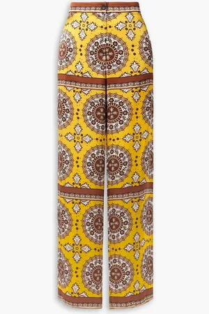 NILI LOTAN Germain printed silk-satin straight-leg pants