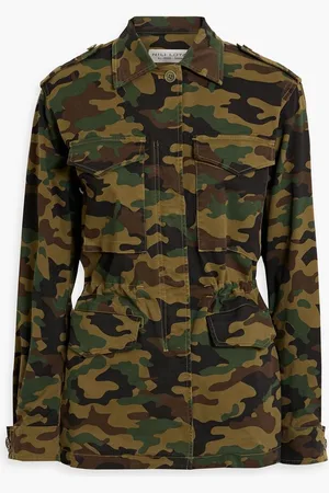 NILI LOTAN Wren camouflage-print cotton-blend twill jacket - Green