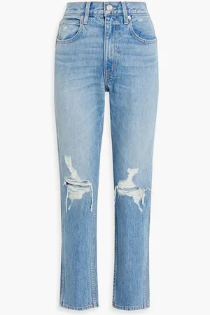 SLVRLAKE Virginia distressed high-rise slim-leg jeans - Blue