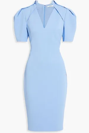 Badgley Mischka Pleated crepe dress - Blue