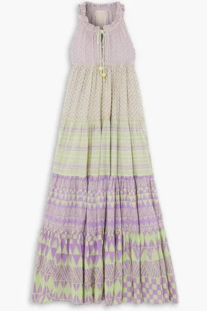 YVONNE S Hippy tiered floral-print cotton-voile maxi dress - Green
