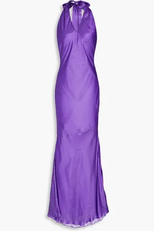 OLIVIA RUBIN Colleen open-back satin-crepe halterneck maxi dress