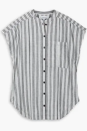 APIECE APART Pia striped cotton and linen-blend shirt - Gray